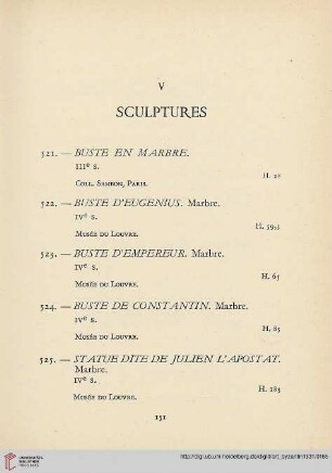 V. Sculptures