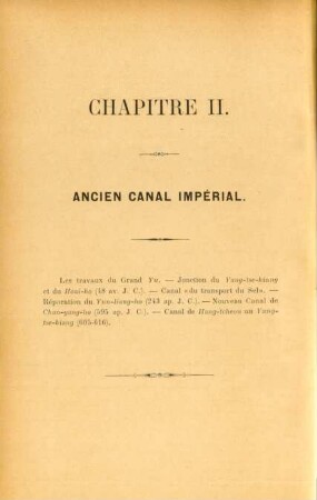 Chapitre II. Ancien canal impérial