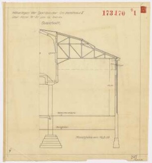 Kesselhaus 2, Höherlegen der Dachbinder über Kessel 16-20 um ca. 3,00 m, Querschnitt