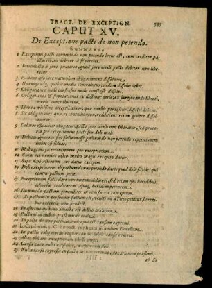 Caput XV. De Exceptione pacti de non petendo.