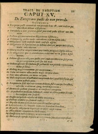 Caput XV. De Exceptione pacti de non petendo.