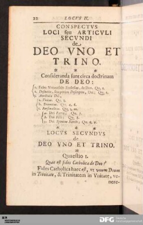 Locvs II. De Deo Vno Et Trino.