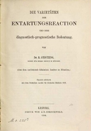 Die Varietäten der Entartungsreaction und ihre diagnostisch-prognostische Bedeutung