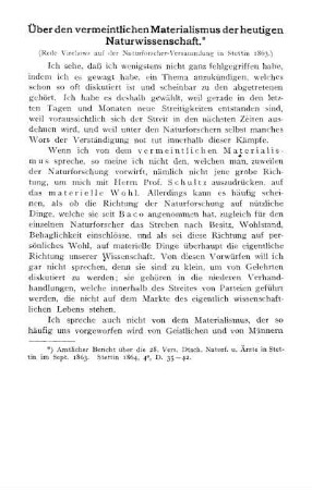 Über den vermeintlichen Materialismus der heutigen Naturwissenschaft