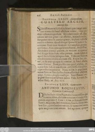 Epistola LXXIV. Aldenrodium. Gualtero Arckio, Amitino suo.