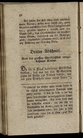 Dritter Abschnitt. Von der grossen Sterblichkeit neugebohrner Kinder.