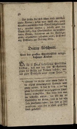 Dritter Abschnitt. Von der grossen Sterblichkeit neugebohrner Kinder.