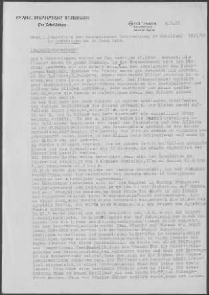 Gomadingen-Steingebronn mit Offenhausen: Inspektionsbericht und Visitationsbericht mit Pfarrbericht 1952