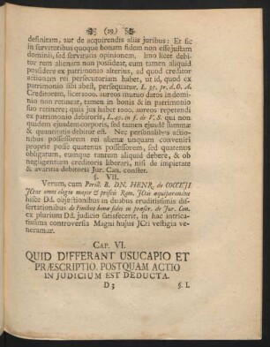 Cap. VI. Quid Differant Usucapio Et Praescriptio, Postquam Actio In Iudicium Est Deducta