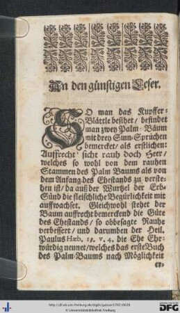 An den guenstigen Leser.