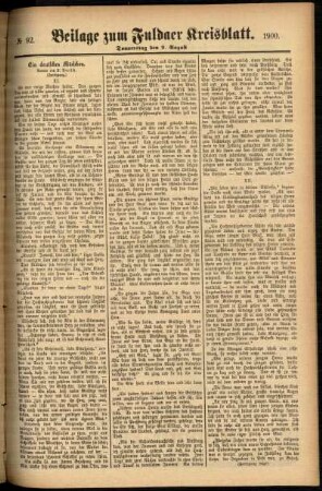 Zweite Ausgabe vom Donnerstag, den 09. August 1900.
