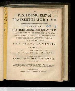 De Postliminio Rervm Praesertim Mobilivm