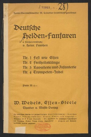 Deutsche Helden-Fanfaren : 4 Fanfarenmärsche