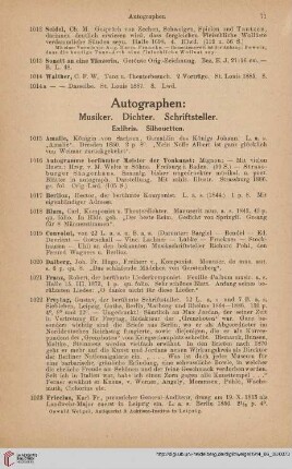 Autographen: Musiker. Dichter. Schriftsteller (Nr. 1015 - 1074)