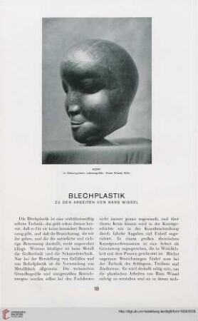 3: Blechplastik : zu den Arbeiten von Hans Wissel
