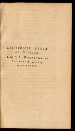 Lectiones Variae Ad Senecam ...