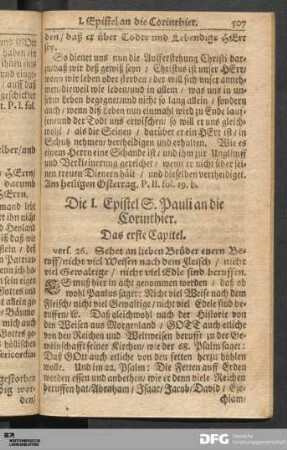 Die I. Epistel S. Pauli an die Corinthier.