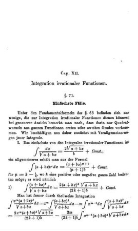 Cap. XII. Integration irrationaler Functionen.
