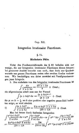 Cap. XII. Integration irrationaler Functionen.