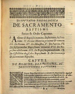 Disp. theol. de sacramento baptismi