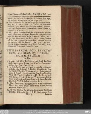 [XXVI.] Vitae Patrum, Acta Sanctorum, Aliorumque Ordinum Historiae