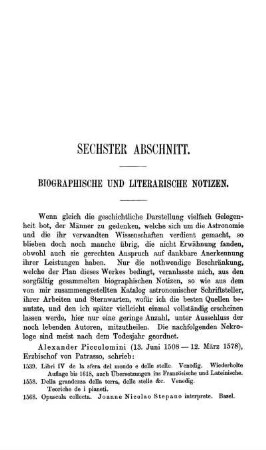 Sechster Abschnitt. Biographische und literarische Notizen.