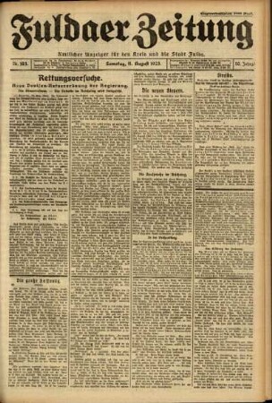 Ausgabe vom Samstag, den 11. August 1923.