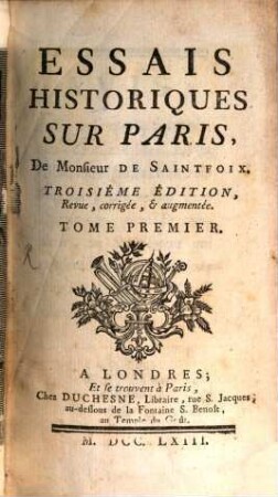 Essais Historiques Sur Paris, 1