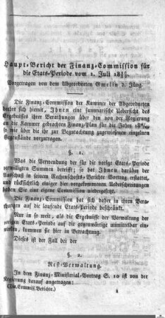 Berichte vor allem über den Haupt-Finanz-Etat 1826-1829