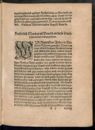 Kayserlich Mandat und Bevelch an die so Truchsessen dienen und zugethan.