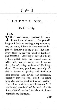 XLVI. Conclusion. To R. D. Esq.
