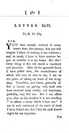 XLVI. Conclusion. To R. D. Esq.