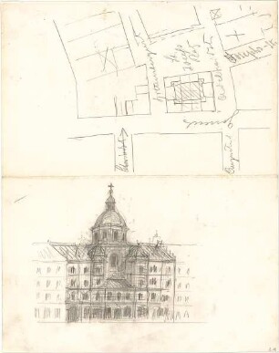 Thiersch, August ; Sakralbauten - Lageplan, Ansicht
