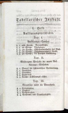 Tabellarischer Innhalt.