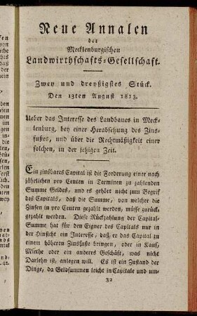Zwey und dreyßigstes Stück. Den 13ten August 1813.