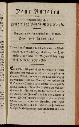 Zwey und dreyßigstes Stück. Den 13ten August 1813.