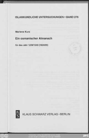 Ein osmanischer Almanach für das Jahr 1239/1240 (1824/25)
