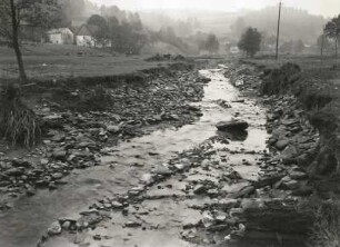 Gottleubatal. Oelsengrund. Unterhalb des Dorfes Oelsengrund. Flussbett verändert nach Unwetterkatastrophe 8./9. Juli 1927