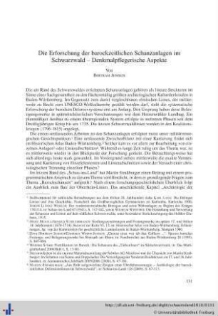 Die Erforschung der barockzeitlichen Schanzanlagen im Schwarzwald – Denkmalpflegerische Aspekte.