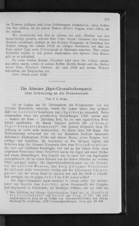 Die Altonaer Jäger-Grenadierkompanie. : Eine Erinnerung an die Franzosenzeit.