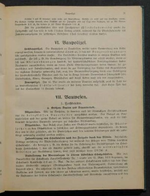 VI. Baupolizei.