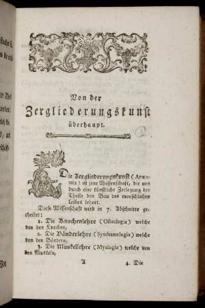 Von der Zergliederungskunst überhaupt.