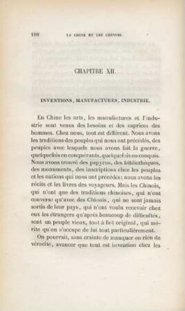 Chapitre XII. Inventions, manufactures, industrie