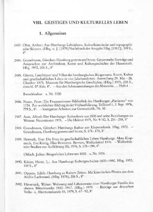 VIII. Geistiges und kulturelles Leben