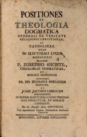 Positiones ex theologia dogmatica generali, de veritate religionis Christianae ac catholicae