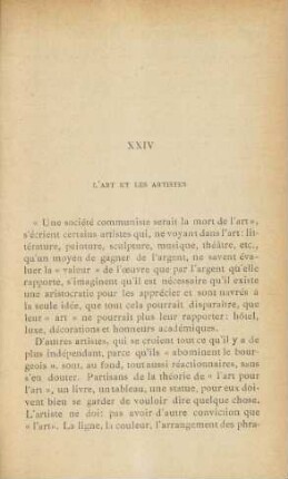 XXIV. L'art et les artistes