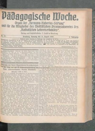 Ansprache des Herrn Abgeordneten Kreisschulinspektor Dr. Heß auf der 14. Generalversammlung des Kath. Lehrerverbandes, Provinz Rheinland, Pfingsten 1909 in Köln