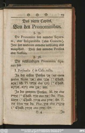Das vierte Capitel. Von den Pronominibus.