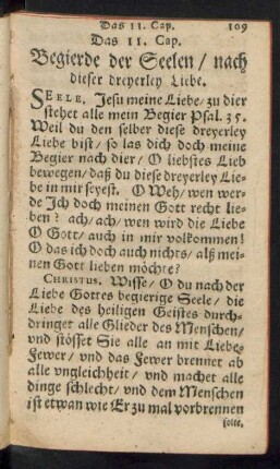 Das 11. Cap. Begierde der Seelen/ nach dieser dreyerley Liebe.