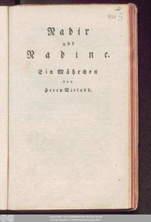 Nadir und Nadine : Ein Mährchen